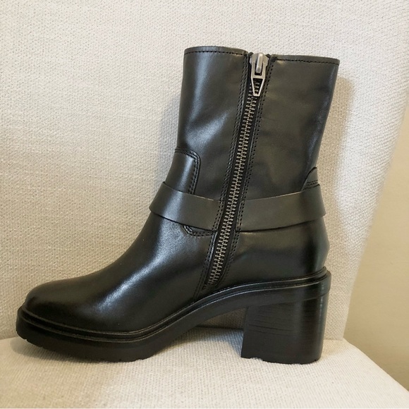 Dolce Vita Black Leather Camros Mid Calf Heeled Moto Bootie - Picture 9 of 9